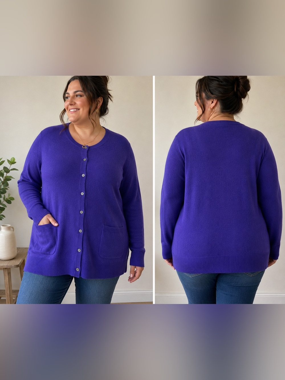 Cullen 100% Cashmere Purple Cardigan Sweater Women’s 2X